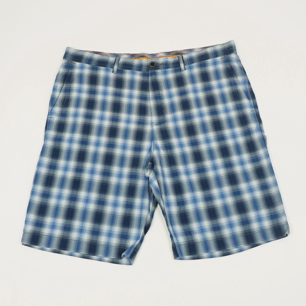 Tommy Bahama Paradise Tech Chino Shorts Mens 36 Blue Plaid Relax Nylon Blend